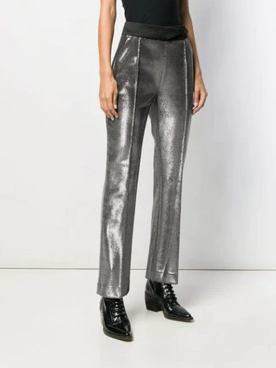 Shop Ermanno Scervino High-waisted Metallic Trousers In Silver