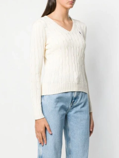 Shop Polo Ralph Lauren Cable Knit Pullover In Neutrals