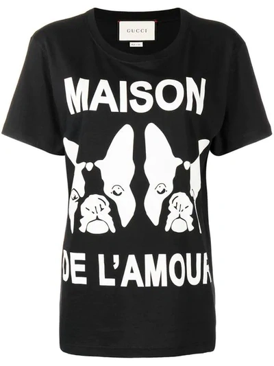 Shop Gucci Maison De L'amour Printed T-shirt In 1955 Black/ivory