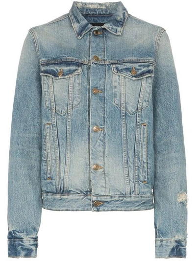 Shop Alanui Desert Landscape Denim Jacket In Blue