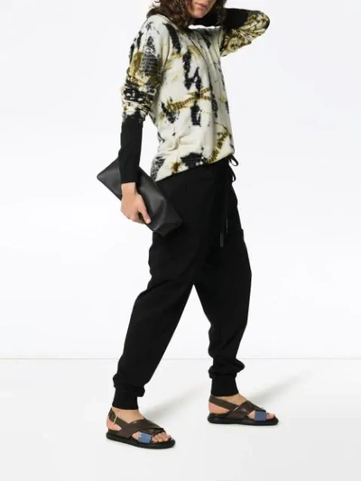 Shop Ann Demeulemeester Printed Slouchy Silk Cashmere Blend Jumper In Sepia/black