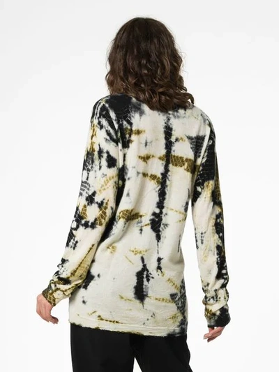 Shop Ann Demeulemeester Printed Slouchy Silk Cashmere Blend Jumper In Sepia/black