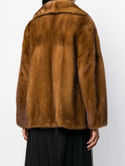 Shop Blancha Fur Zipped Coat In Brown