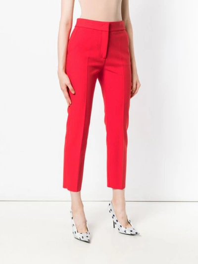 Shop Msgm Cropped Tailored Trousers In Red