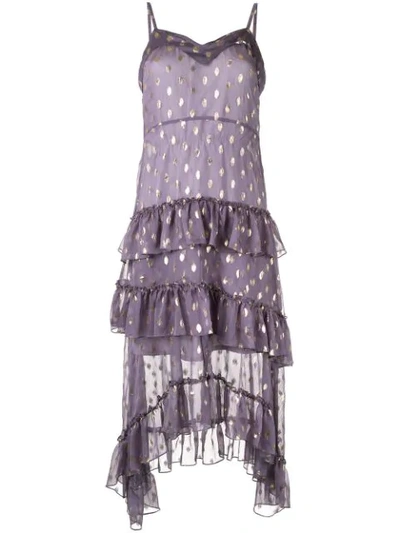 Shop Bambah Polka Dot Ruffle Dress In Purple