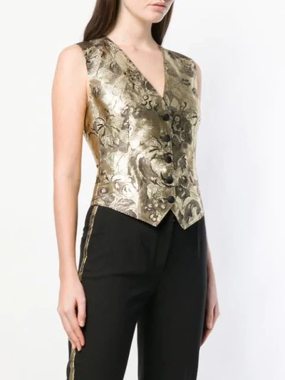 Shop Dolce & Gabbana Brocade And Leopard Print Waistcoat In Gold