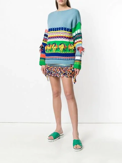 Shop Ports 1961 Fringed Short Skirt In Multicolour