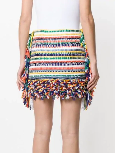 Shop Ports 1961 Fringed Short Skirt In Multicolour