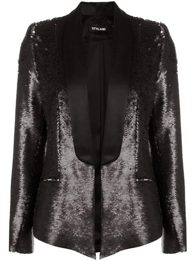 Shop Styland Sequin Embellished Blazer In Black