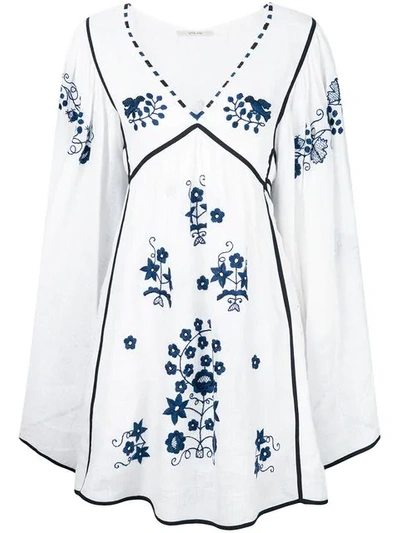 Shop Vita Kin Embroidered Bohemian Style Dress In White/navy