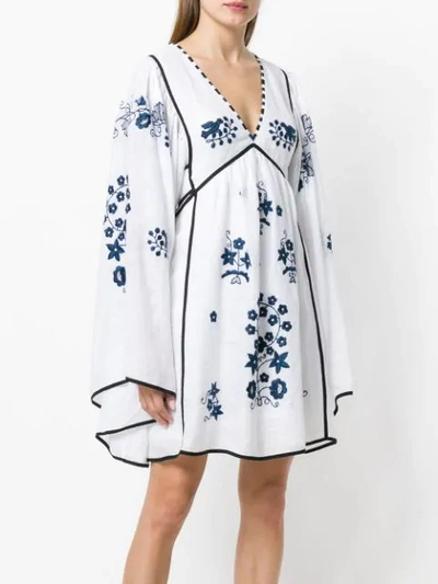 Shop Vita Kin Embroidered Bohemian Style Dress In White/navy
