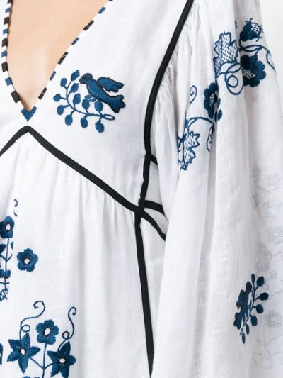 Shop Vita Kin Embroidered Bohemian Style Dress In White/navy