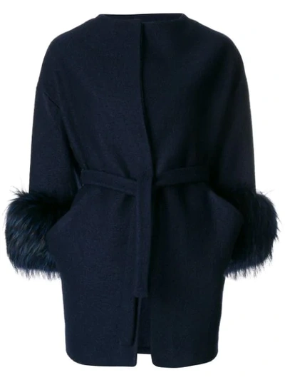 Shop Ava Adore Fur Cuffs Coat - Blue