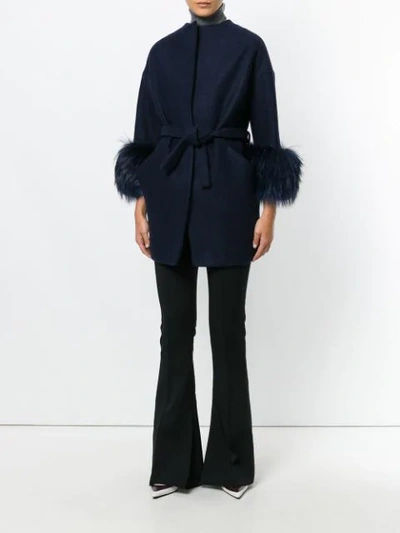 Shop Ava Adore Fur Cuffs Coat - Blue