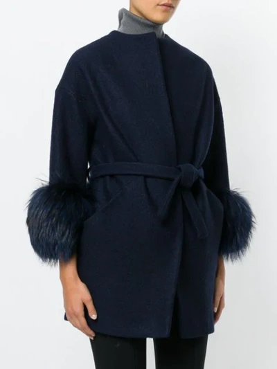 Shop Ava Adore Fur Cuffs Coat - Blue