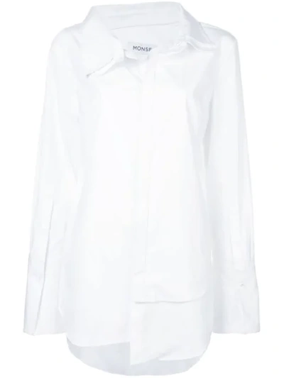 Shop Monse Long Double Collar Shirt In White