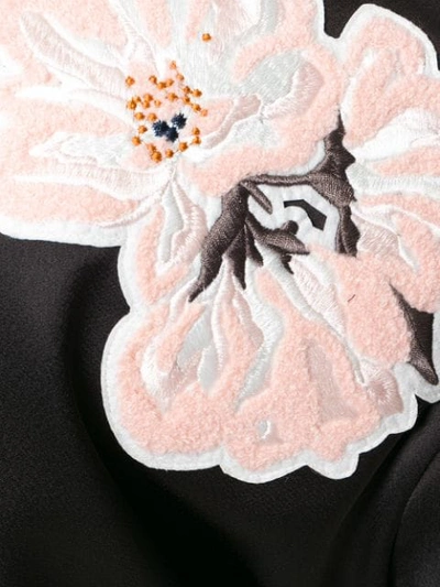 Shop Carven Cropped Floral Embroidered Bomber Jacket In Black