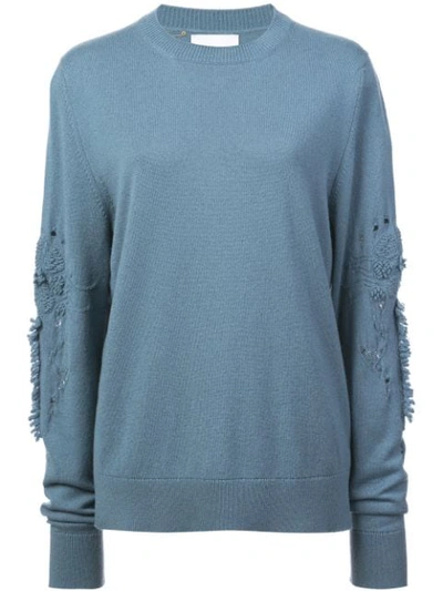 Shop Barrie Romantic Timeless Cashmere Round Neck Pullover - Blue