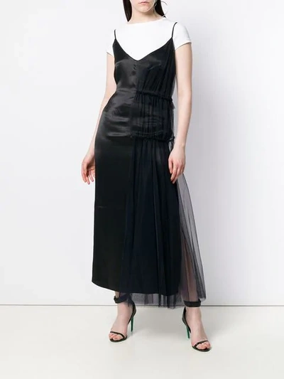 ACT N°1 TULLE SIDE LAYER CAMI DRESS - 黑色