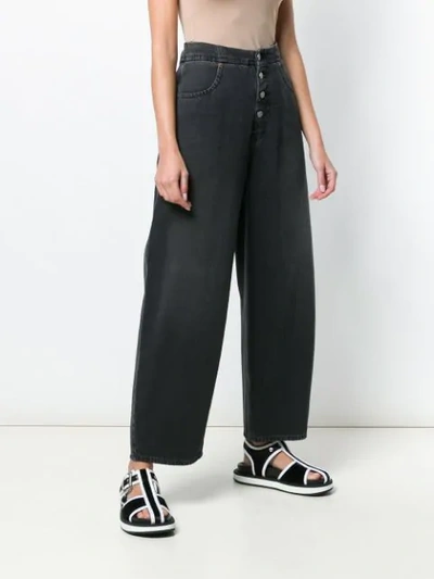 Shop Mm6 Maison Margiela High Waisted Wide Leg Jeans In Black