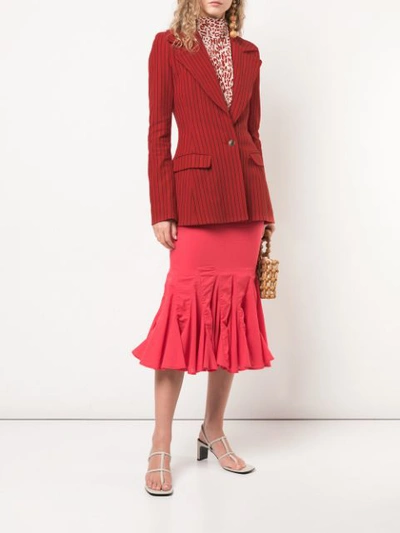 Shop Rosie Assoulin Fitted Striped Blazer In Red