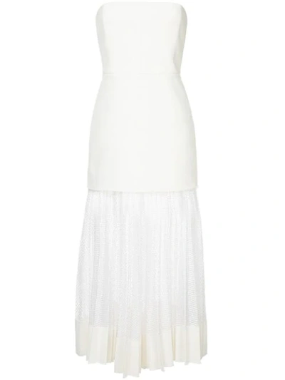 Shop Dion Lee Net Pleat Strapless Dress In White