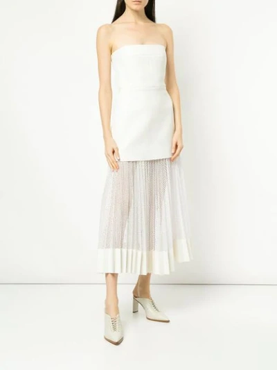 Shop Dion Lee Net Pleat Strapless Dress In White