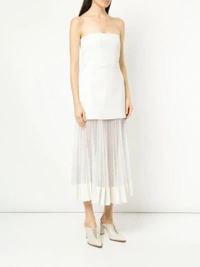 Shop Dion Lee Net Pleat Strapless Dress In White