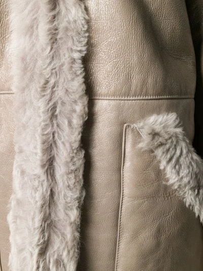 Shop Manzoni 24 Shearling Jacket In Neutrals