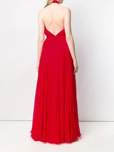 Shop Alexander Mcqueen Crystal Embellished Waist Gown In Red