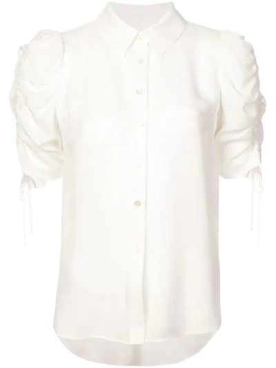 Shop Veronica Beard Gathered Sleeve Shirt In White