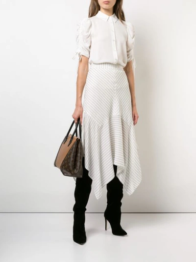 Shop Veronica Beard Gathered Sleeve Shirt In White