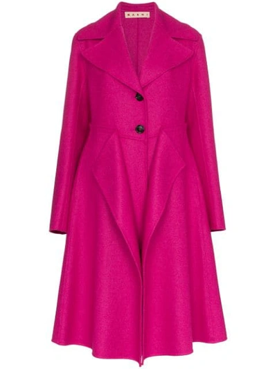 Shop Marni Single-breasted Layered Coat In Pink