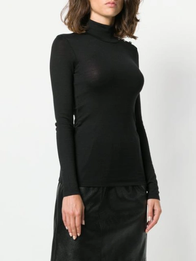 Shop Balmain Fine Knit High Neck Sweater In Black