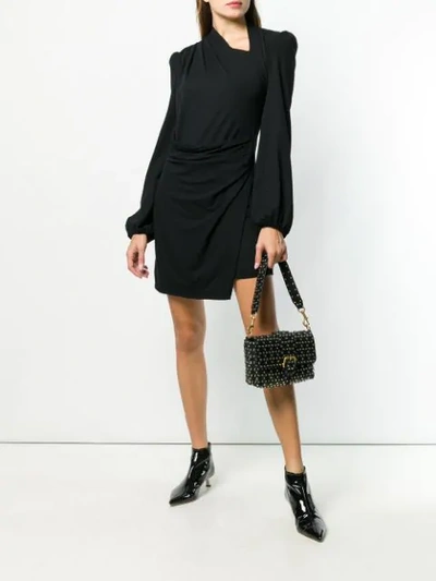 Shop Plein Sud Ruched Asymmetric Mini Dress In Black