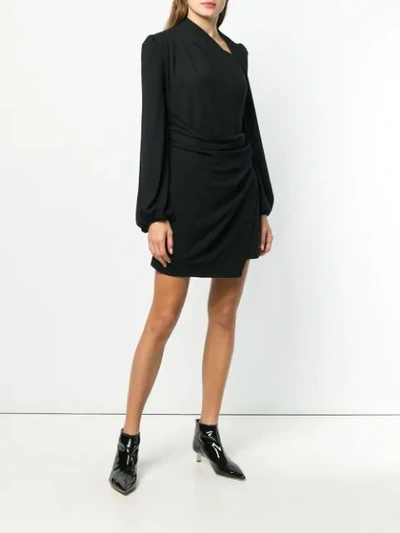 Shop Plein Sud Ruched Asymmetric Mini Dress In Black