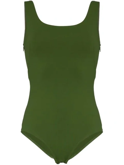 Shop Vika Gazinskaya Scoop Neck Bodysuit In Green