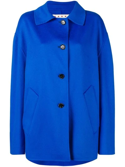 Shop Marni Oversized Coat In Blue