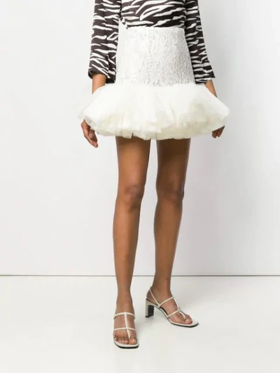 Shop Brognano Lace Tulle Skirt In White