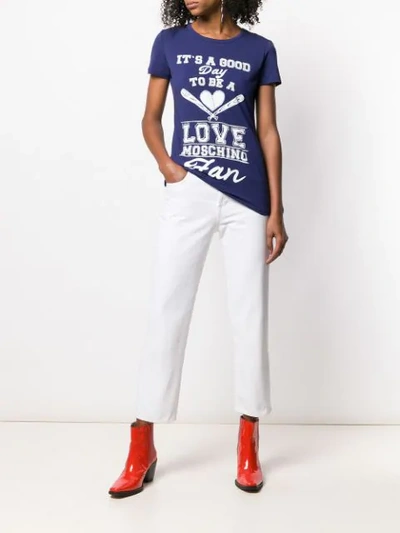 Shop Love Moschino Slogan Print T In Blue