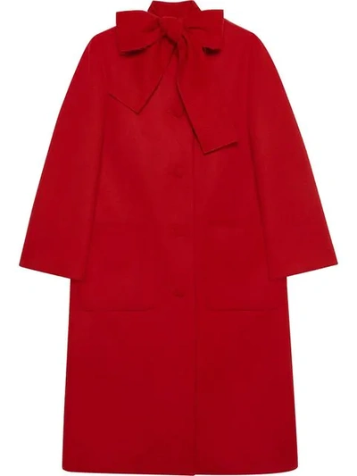 Shop Gucci Wool Coat With Self In Red