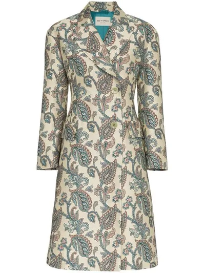 Shop Etro Jacquard Print Single Breasted Coat In Neutrals