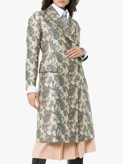 Shop Etro Jacquard Print Single Breasted Coat In Neutrals