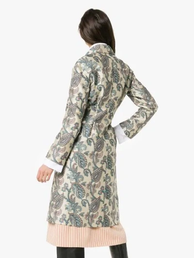 Shop Etro Jacquard Print Single Breasted Coat In Neutrals