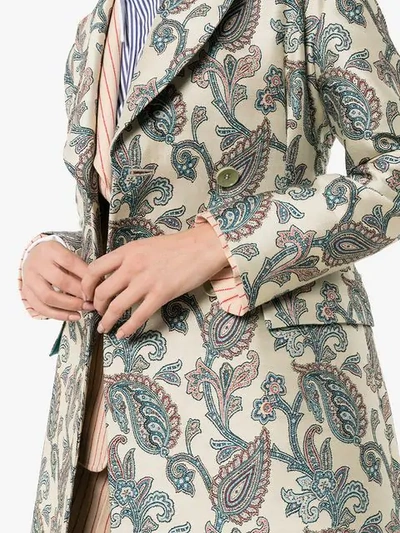 Shop Etro Jacquard Print Single Breasted Coat In Neutrals