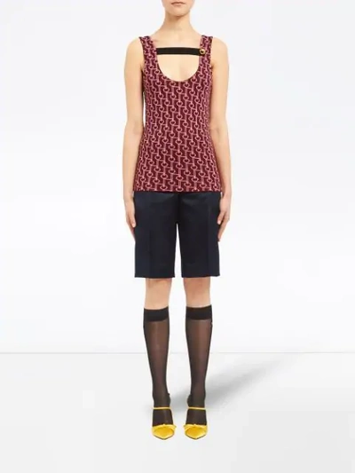 Shop Prada Jacquard Vest In Red