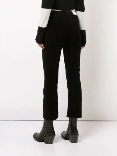 Shop Re/done Velvet Kick Flare Cropped Trousers In Black