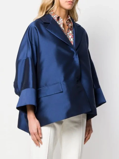 Shop Alberto Biani Oversized Cape Blazer In Blue