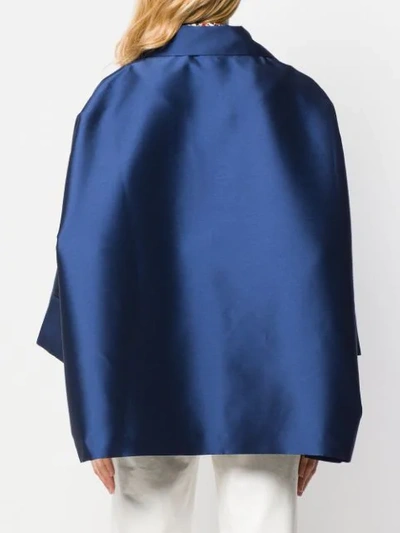 Shop Alberto Biani Oversized Cape Blazer In Blue