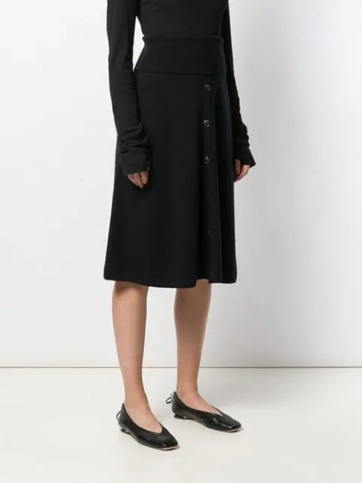 Shop Joseph Button Front Midi Skirt In Black
